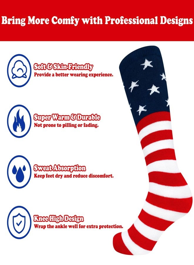 سارفيل إكسسوارات سارفيل للأطفال بمناسبة عيد الاستقلال الأمريكي، جوارب حمراء وبيضاء وزرقاء، جوارب عليها علم أمريكا، جوارب للأطفال. - Image 3